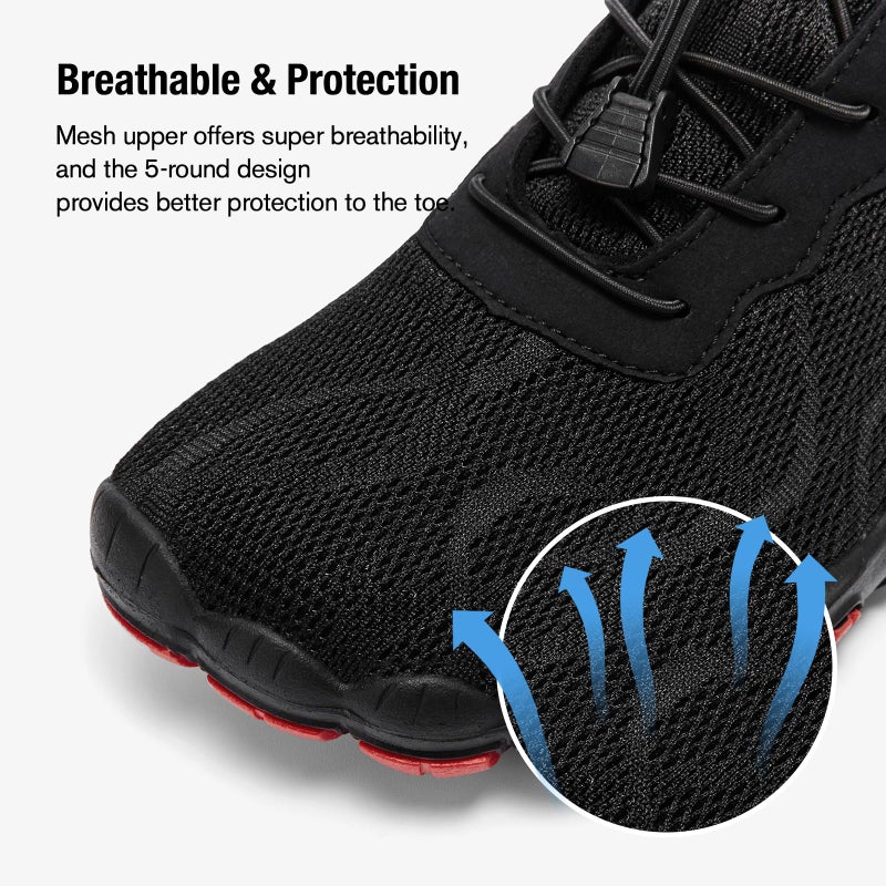 HIITAVE Men Barefoot Water Shoes Beach Aqua Socks Quick Dry for Outdoor Sport Hiking Swiming Surfing Black/Red 7 M US Men - Image 2